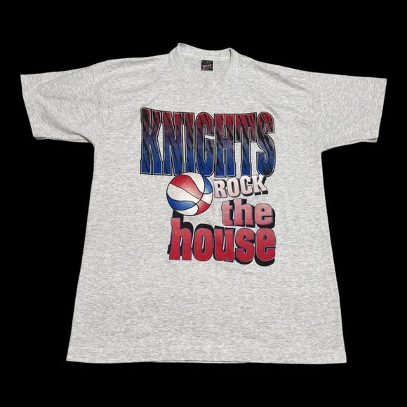 Vintage 90s Fruit of the Loom Knights Rock the House‎ Basketball Shirt Adult L - Picture 1 of 4